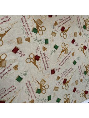Quilting Cotton Fabric Sewing-Themed Print 14" x 42" Multicolor